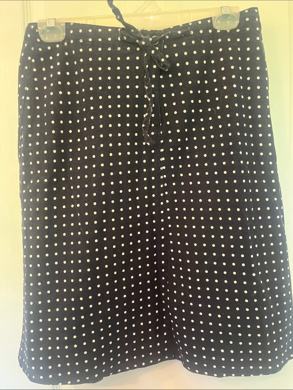 Togo Petite Linen Polka Dot Midi Skirt - Black with White Dots